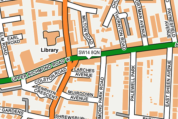 SW14 8QN map - OS OpenMap – Local (Ordnance Survey) SW14 8QN map - OS OpenMap – Local (Ordnance Survey)