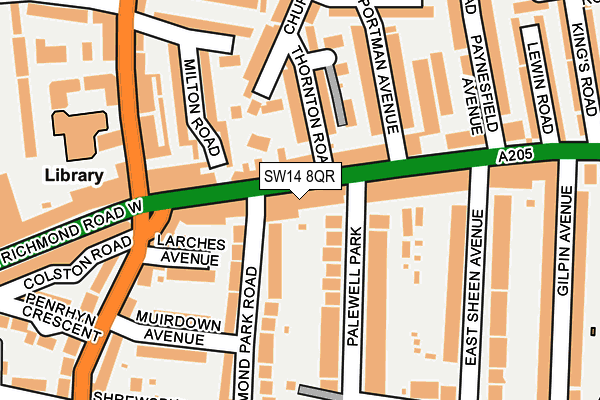 SW14 8QR map - OS OpenMap – Local (Ordnance Survey) SW14 8QR map - OS OpenMap – Local (Ordnance Survey)