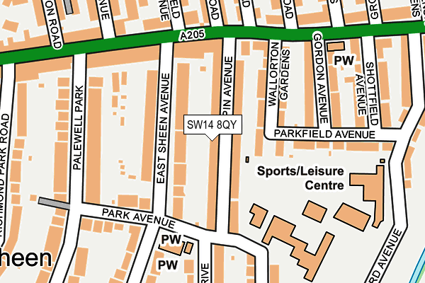 SW14 8QY map - OS OpenMap – Local (Ordnance Survey) SW14 8QY map - OS OpenMap – Local (Ordnance Survey)