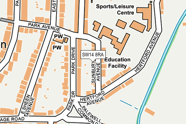 SW14 8RA map - OS OpenMap – Local (Ordnance Survey) SW14 8RA map - OS OpenMap – Local (Ordnance Survey)