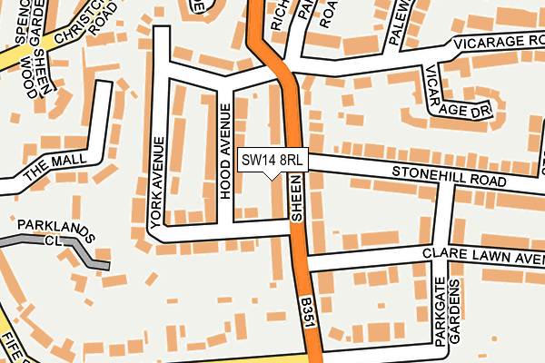 SW14 8RL map - OS OpenMap – Local (Ordnance Survey) SW14 8RL map - OS OpenMap – Local (Ordnance Survey)