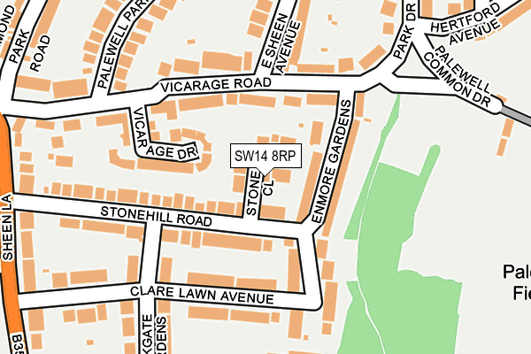 SW14 8RP map - OS OpenMap – Local (Ordnance Survey) SW14 8RP map - OS OpenMap – Local (Ordnance Survey)