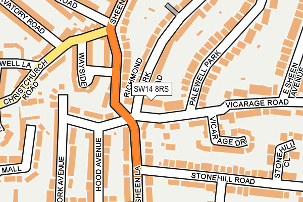 SW14 8RS map - OS OpenMap – Local (Ordnance Survey)