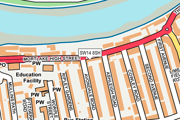 SW14 8SH map - OS OpenMap – Local (Ordnance Survey) SW14 8SH map - OS OpenMap – Local (Ordnance Survey)