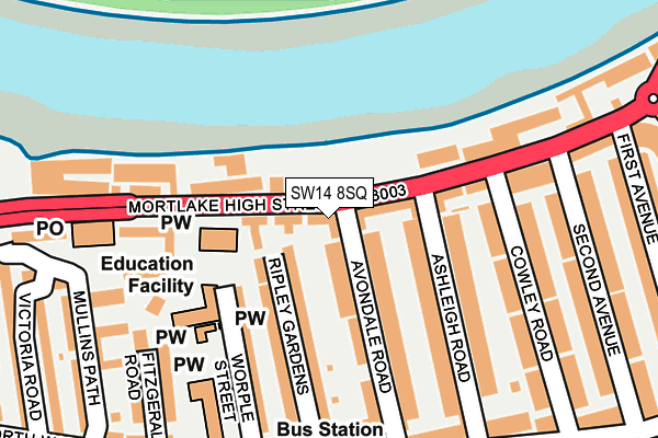SW14 8SQ map - OS OpenMap – Local (Ordnance Survey) SW14 8SQ map - OS OpenMap – Local (Ordnance Survey)