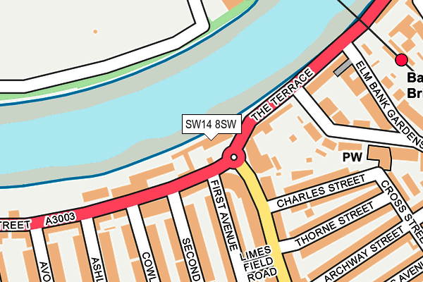 SW14 8SW map - OS OpenMap – Local (Ordnance Survey) SW14 8SW map - OS OpenMap – Local (Ordnance Survey)