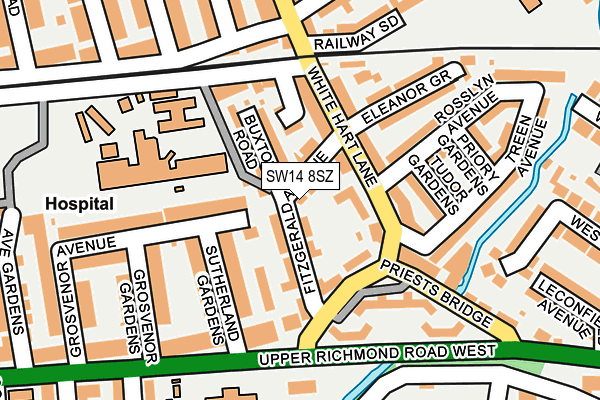 SW14 8SZ map - OS OpenMap – Local (Ordnance Survey) SW14 8SZ map - OS OpenMap – Local (Ordnance Survey)