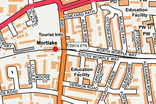 SW14 8TN map - OS OpenMap – Local (Ordnance Survey) SW14 8TN map - OS OpenMap – Local (Ordnance Survey)