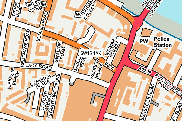 SW15 1AX map - OS OpenMap – Local (Ordnance Survey) SW15 1AX map - OS OpenMap – Local (Ordnance Survey)
