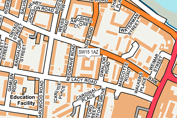 SW15 1AZ map - OS OpenMap – Local (Ordnance Survey) SW15 1AZ map - OS OpenMap – Local (Ordnance Survey)