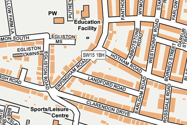 SW15 1BH map - OS OpenMap – Local (Ordnance Survey) SW15 1BH map - OS OpenMap – Local (Ordnance Survey)
