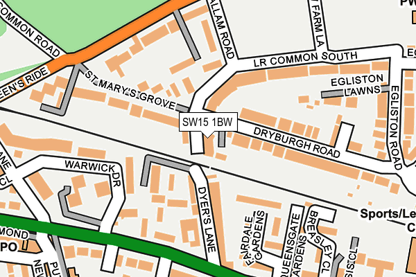 SW15 1BW map - OS OpenMap – Local (Ordnance Survey) SW15 1BW map - OS OpenMap – Local (Ordnance Survey)