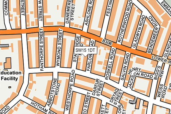 SW15 1DT map - OS OpenMap – Local (Ordnance Survey) SW15 1DT map - OS OpenMap – Local (Ordnance Survey)
