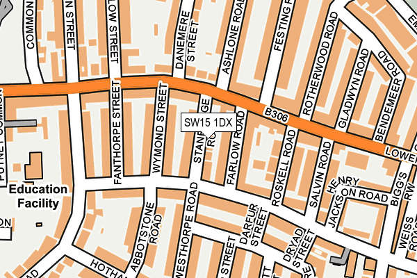 SW15 1DX map - OS OpenMap – Local (Ordnance Survey) SW15 1DX map - OS OpenMap – Local (Ordnance Survey)
