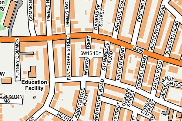SW15 1DY map - OS OpenMap – Local (Ordnance Survey) SW15 1DY map - OS OpenMap – Local (Ordnance Survey)