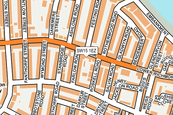 SW15 1EZ map - OS OpenMap – Local (Ordnance Survey) SW15 1EZ map - OS OpenMap – Local (Ordnance Survey)