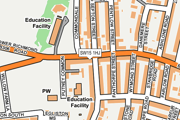 SW15 1HJ map - OS OpenMap – Local (Ordnance Survey) SW15 1HJ map - OS OpenMap – Local (Ordnance Survey)