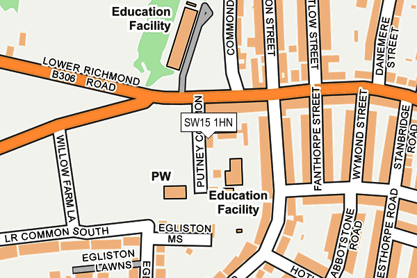 SW15 1HN map - OS OpenMap – Local (Ordnance Survey) SW15 1HN map - OS OpenMap – Local (Ordnance Survey)