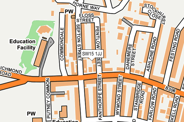 SW15 1JJ map - OS OpenMap – Local (Ordnance Survey) SW15 1JJ map - OS OpenMap – Local (Ordnance Survey)