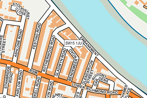SW15 1JU map - OS OpenMap – Local (Ordnance Survey) SW15 1JU map - OS OpenMap – Local (Ordnance Survey)