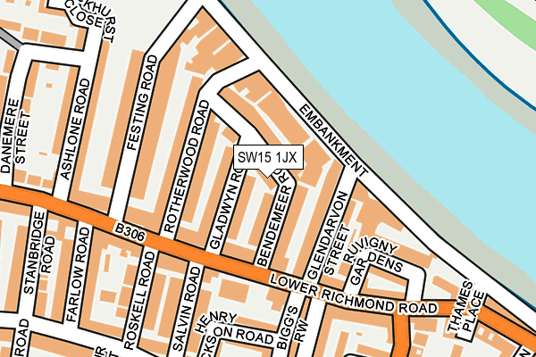 SW15 1JX map - OS OpenMap – Local (Ordnance Survey) SW15 1JX map - OS OpenMap – Local (Ordnance Survey)