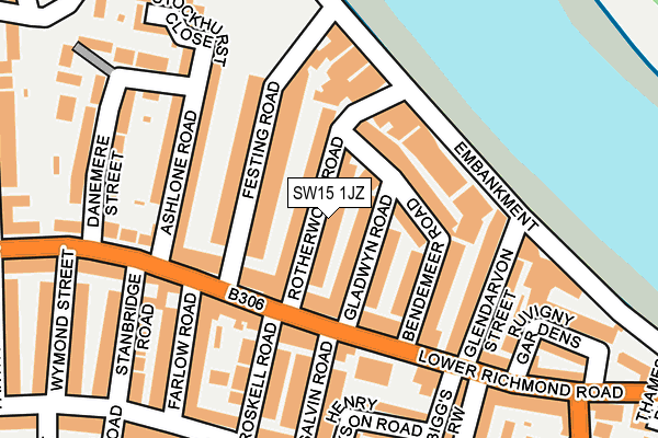 SW15 1JZ map - OS OpenMap – Local (Ordnance Survey) SW15 1JZ map - OS OpenMap – Local (Ordnance Survey)