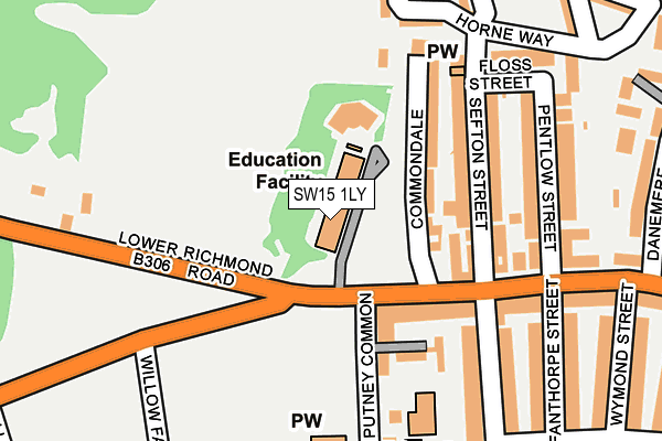SW15 1LY map - OS OpenMap – Local (Ordnance Survey) SW15 1LY map - OS OpenMap – Local (Ordnance Survey)