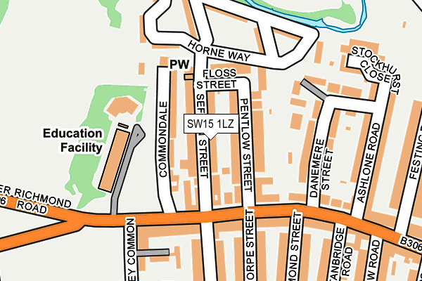 SW15 1LZ map - OS OpenMap – Local (Ordnance Survey) SW15 1LZ map - OS OpenMap – Local (Ordnance Survey)