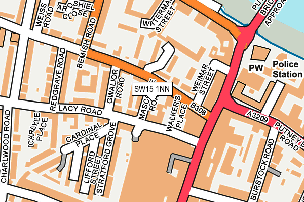 SW15 1NN map - OS OpenMap – Local (Ordnance Survey) SW15 1NN map - OS OpenMap – Local (Ordnance Survey)
