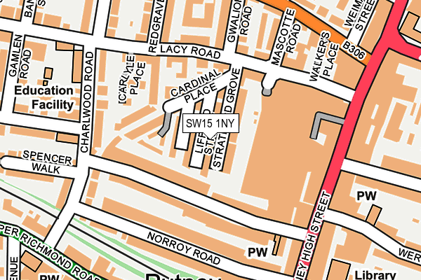 SW15 1NY map - OS OpenMap – Local (Ordnance Survey)
