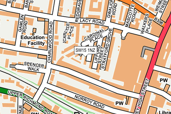 SW15 1NZ map - OS OpenMap – Local (Ordnance Survey) SW15 1NZ map - OS OpenMap – Local (Ordnance Survey)