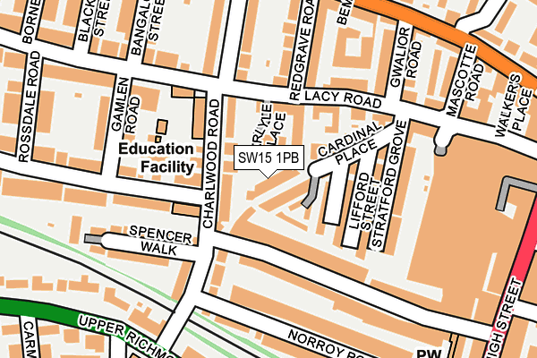 SW15 1PB map - OS OpenMap – Local (Ordnance Survey) SW15 1PB map - OS OpenMap – Local (Ordnance Survey)