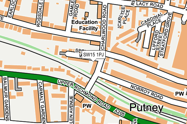 SW15 1PJ map - OS OpenMap – Local (Ordnance Survey) SW15 1PJ map - OS OpenMap – Local (Ordnance Survey)