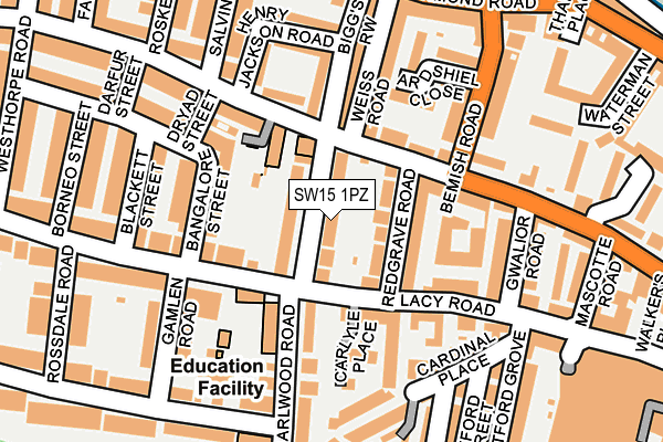 SW15 1PZ map - OS OpenMap – Local (Ordnance Survey) SW15 1PZ map - OS OpenMap – Local (Ordnance Survey)