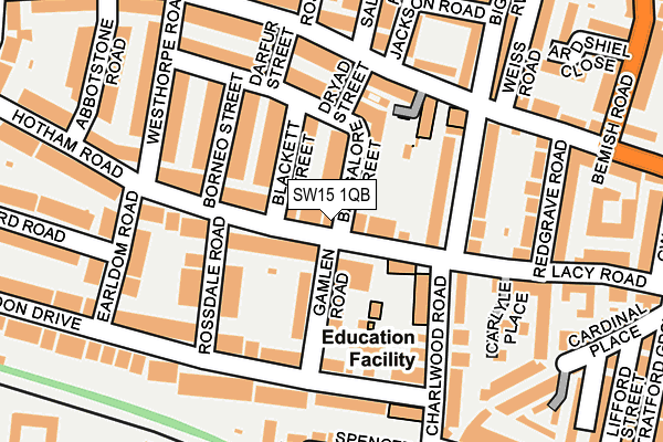SW15 1QB map - OS OpenMap – Local (Ordnance Survey) SW15 1QB map - OS OpenMap – Local (Ordnance Survey)