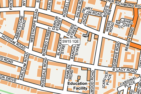 SW15 1QE map - OS OpenMap – Local (Ordnance Survey) SW15 1QE map - OS OpenMap – Local (Ordnance Survey)