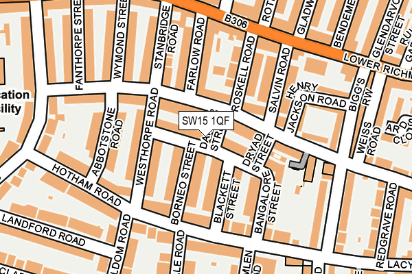 SW15 1QF map - OS OpenMap – Local (Ordnance Survey) SW15 1QF map - OS OpenMap – Local (Ordnance Survey)