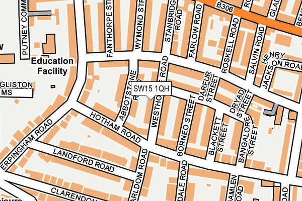 SW15 1QH map - OS OpenMap – Local (Ordnance Survey) SW15 1QH map - OS OpenMap – Local (Ordnance Survey)
