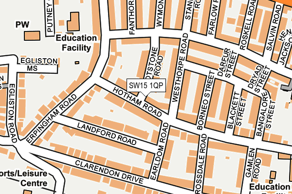 SW15 1QP map - OS OpenMap – Local (Ordnance Survey) SW15 1QP map - OS OpenMap – Local (Ordnance Survey)