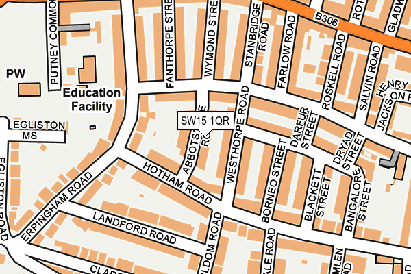 SW15 1QR map - OS OpenMap – Local (Ordnance Survey) SW15 1QR map - OS OpenMap – Local (Ordnance Survey)