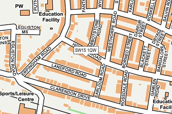 SW15 1QW map - OS OpenMap – Local (Ordnance Survey) SW15 1QW map - OS OpenMap – Local (Ordnance Survey)
