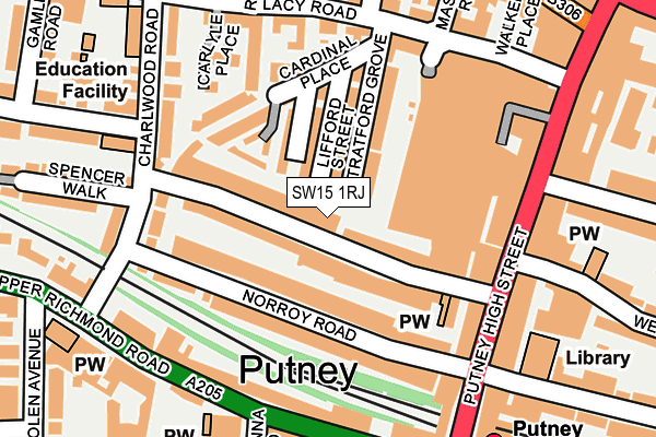 SW15 1RJ map - OS OpenMap – Local (Ordnance Survey) SW15 1RJ map - OS OpenMap – Local (Ordnance Survey)