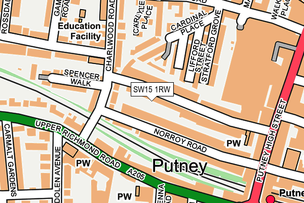 SW15 1RW map - OS OpenMap – Local (Ordnance Survey) SW15 1RW map - OS OpenMap – Local (Ordnance Survey)