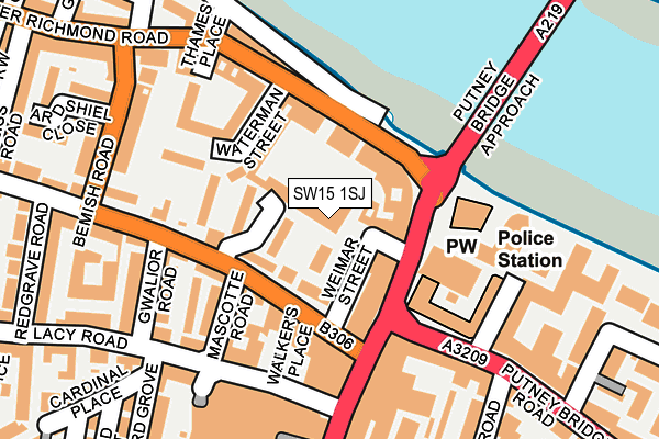 SW15 1SJ map - OS OpenMap – Local (Ordnance Survey) SW15 1SJ map - OS OpenMap – Local (Ordnance Survey)