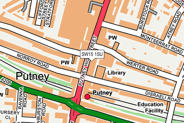 SW15 1SU map - OS OpenMap – Local (Ordnance Survey) SW15 1SU map - OS OpenMap – Local (Ordnance Survey)
