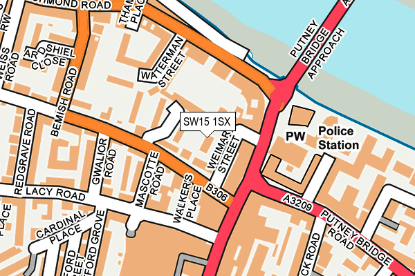 SW15 1SX map - OS OpenMap – Local (Ordnance Survey) SW15 1SX map - OS OpenMap – Local (Ordnance Survey)