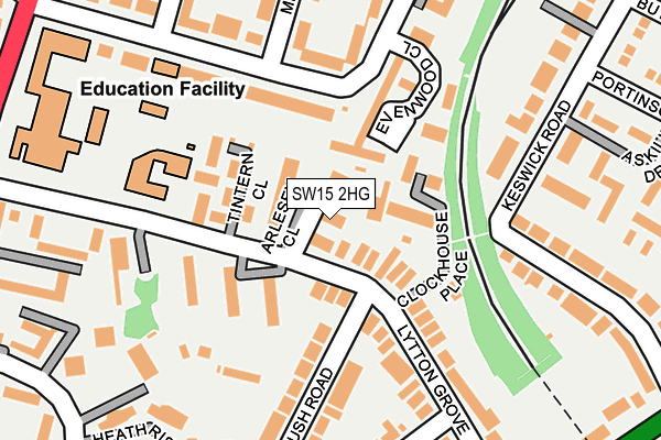 SW15 2HG map - OS OpenMap – Local (Ordnance Survey) SW15 2HG map - OS OpenMap – Local (Ordnance Survey)