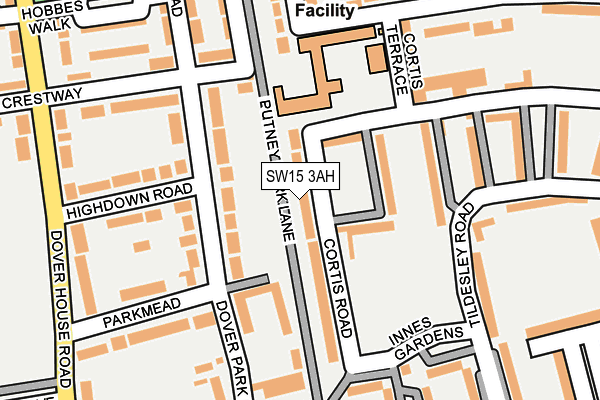 SW15 3AH map - OS OpenMap – Local (Ordnance Survey) SW15 3AH map - OS OpenMap – Local (Ordnance Survey)