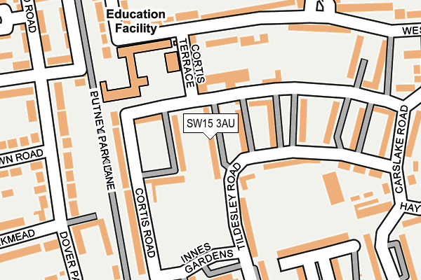 SW15 3AU map - OS OpenMap – Local (Ordnance Survey) SW15 3AU map - OS OpenMap – Local (Ordnance Survey)