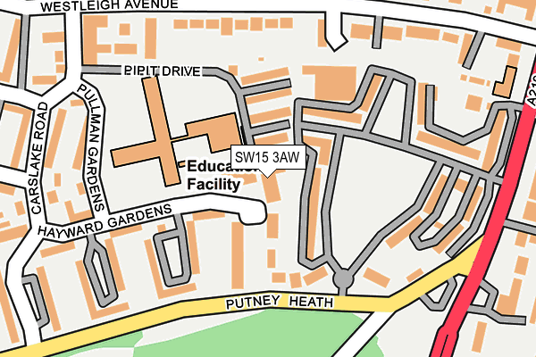 SW15 3AW map - OS OpenMap – Local (Ordnance Survey) SW15 3AW map - OS OpenMap – Local (Ordnance Survey)